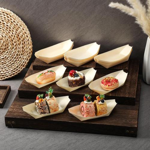 Hoolerry 1000 Pcs Disposable Bamboo Boat Plates for Sushi Serving Tray Bar