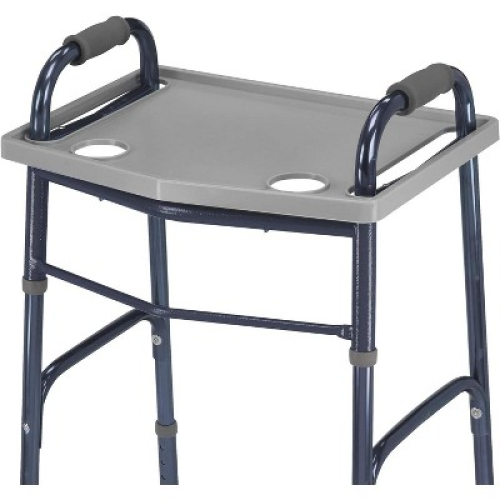 DMI Walker Tray with Cup Holders, Portable & Multipurpose, Fits Most Folding Walkers, Gray
