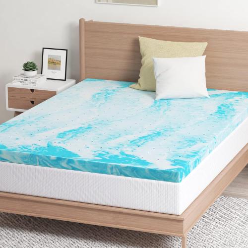 EGO 2 Inch Twin Mattress Topper Gel Memory Foam for Pressure Relief | Cooling Gel Infused, Dorm Room Essentials Bed Topper in a Box, CertiPUR-US Certified, 75Lx38W