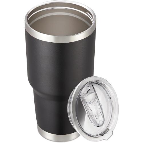 30 oz Tumbler with Lid Stainless Steel Tumblers Vacuum Insulated Cup Reusable Powder Coated Travel Mug Double Wall Leak Proof Portable Cups Keep Cold Drinks for 12 Hours, Black, 1 Pack