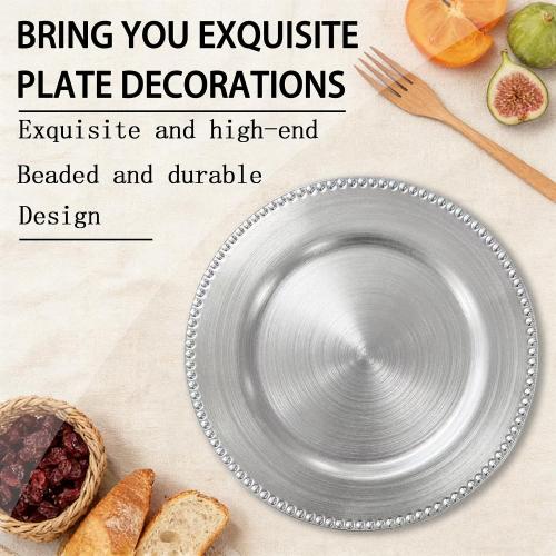 13 Silver Charger Plates 10 PACK,Silver Chargers for Weddings Christmas