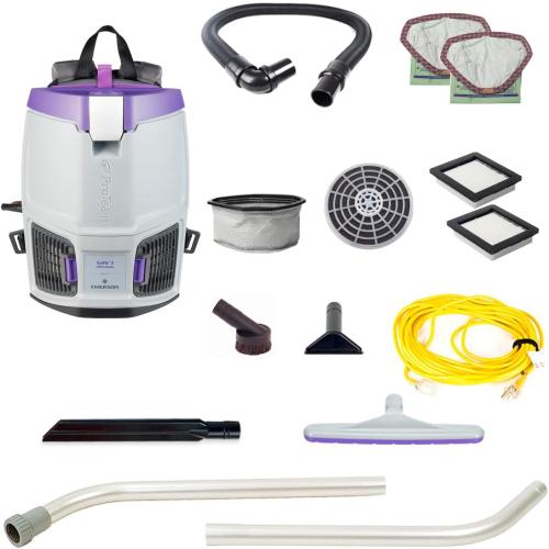 USED ‼️ DIRTY ‼️ and missing some item‼️ProTeam GoFit 3 Commercial Backpack Vacuum with Xover Multi-Surface Two-Piece Wand Took Kit, 3 qt, Corded