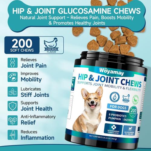 Woyamay Joint Supplement for Dogs, Glucosamine for Dogs,180 Soft Chews