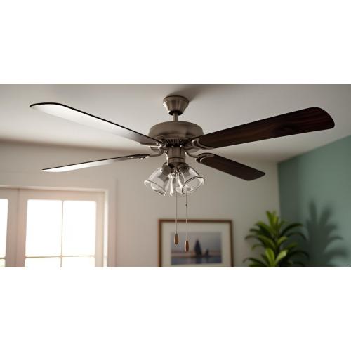 Aspen Creative 22011-1, Three-Light Ceiling Fan Light Kit with Pull Chain, Brushed Nickel Finish with Clear Glass Shades, 13-1/8 Diameter x 6-3/4 Height
