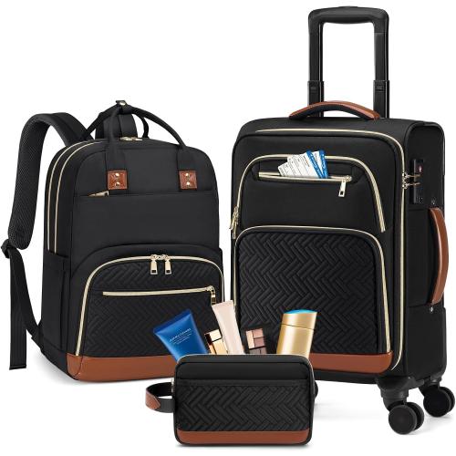 RAINSMORE Carry On Luggage with wheels, Softside Suitcases Set 3 Piece
