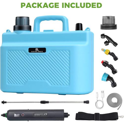 Battery Powered Sprayer, 2 Gallon Electric Garden Sprayer with 4 Nozzles