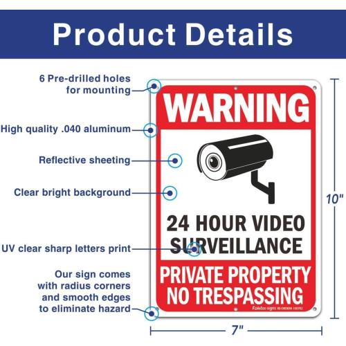 Faittoo 4 Pack No Trespassing, Private Property, Warning Signs - 10 x 7 Inches Reflective Aluminum, UV Protected, Weather Resistant, Durable Ink, Easy to Mount