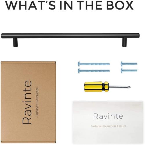 Ravinte Black Cabinet Handles, 5 Pack Drawer Pulls, 10 Inch Hole Center