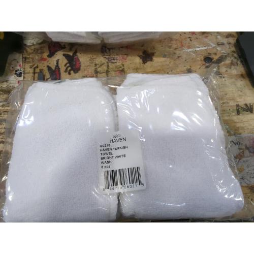 G0215 Haven Turkish Towel Bright White Wash 6 pcs