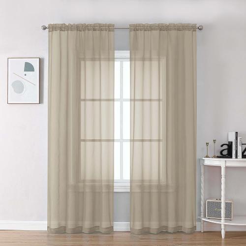 Taupe Sheer Curtains 84 Inches Long 2 Panels Set- Light Filtering Curtains for Bedroom, Soft Airy Voile Rod Pocket Living Room Window Drapes, 42Wx84L Inches, 2 PCS
