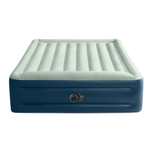 Intex Elevated 18 Pillow Rest Queen Air Mattress with Internal Pump - Off-White/Blue