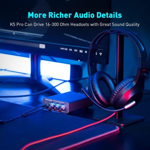 Fosi Audio K5 Pro Gaming DAC Headphone Amplifier Mini Hi-Fi Stereo Digital-to-Analog Audio Converter USB Type C/Optical/Coaxial to RCA/3.5MM AUX for PS5/PC/MAC/Computer