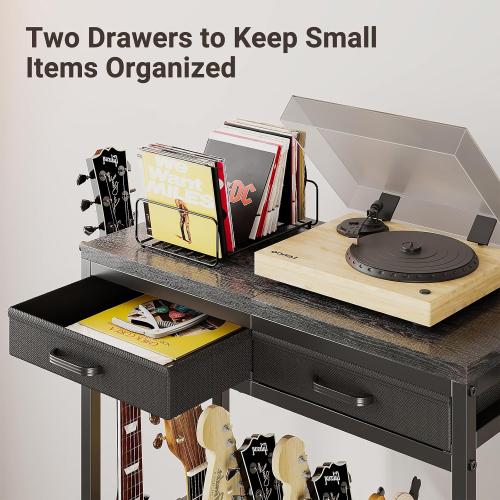 ELYKEN Guitar Stand, Guitar Rack with Storage Drawers for Multiple Guitars