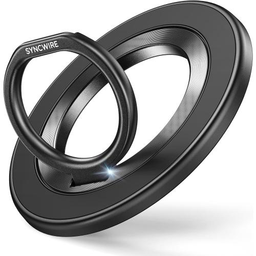 SYNCWIRE Magnetic Phone Ring Holder for MagSafe, 360° Rotation Cell Phone Grip Stand Finger Ring Kickstand Two-Sided Magnet Compatible with iPhone 17 Pro Max 16 15 14 13 12 MagSafe Accessories