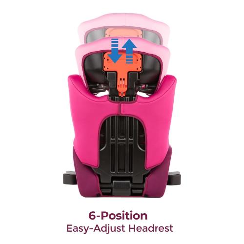 Diono Cambria LE, 2-in-1 Belt Positioning Booster Seat,Backless and High-Back Booster seat for Children from 40—120 lb,17 Wide,6 Headrest Positions,Lightweight with Latch,Pink