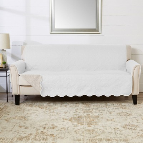 Reversible Quilted Sofa Furniture Protector - Great Bay Home(Sofa, White / Sand)