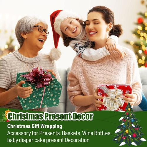 20 Pcs 6 Inch Xmas Pull Bows for Gift Wrapping, Assorted Color