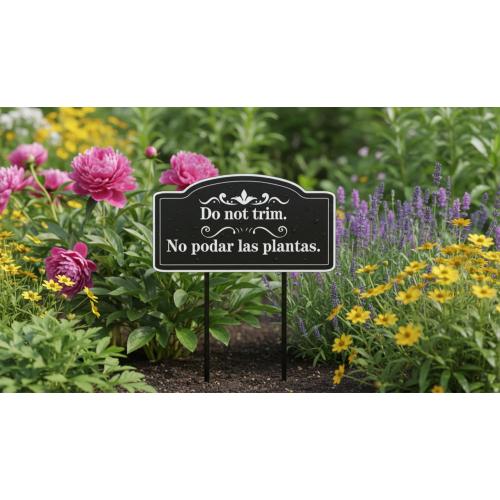 Soaoo 4 Pcs Do Not Trim Yard Signs with Stakes for Garden, Black, Elegant