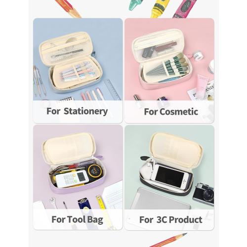 SUNEE Cute Pencil Case, Aesthetic Pen Pouch, Colored Large Pencil Bag with Zipper, Kawaii Stationery Storage and Organizer, School Supplies for Teen and Adult Girls, Black
