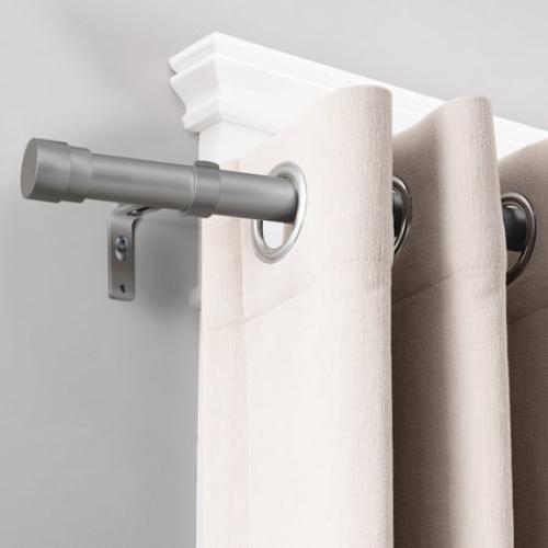 Turquoize Modern Decorative Adjustable Single Curtain Rod Telescoping 0.75 Diameter for Windows 48-84 Inches,Pewter