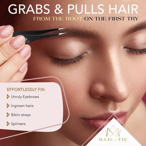 Fine Point Tweezers for Women and Men Stylish X Drop Wristband- Splinter, Ticks, Facial or Chin Hair, Brow & Ingrown Hair Removal Set – Sharp, Needle Nose, Stainless Steel, Surgical Precision Pluckers