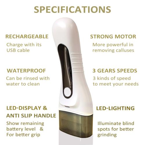 Electric Callus Remover for feet - FSA Eligible - Portable Rechargeable Electric Foot Files with 3 Heads - Pedicure Kit for Dry Dead Hard Cracked Skin