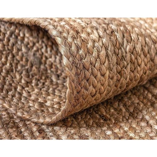 FRELISH DECOR Handwoven Jute Area Rug - 5 feet Round - Natural Yarn - Rustic Vintage Beige Braided Reversible Rug - Eco Friendly Rugs for Bedroom - Kitchen - Living Room - Farmhouse (5' Round)