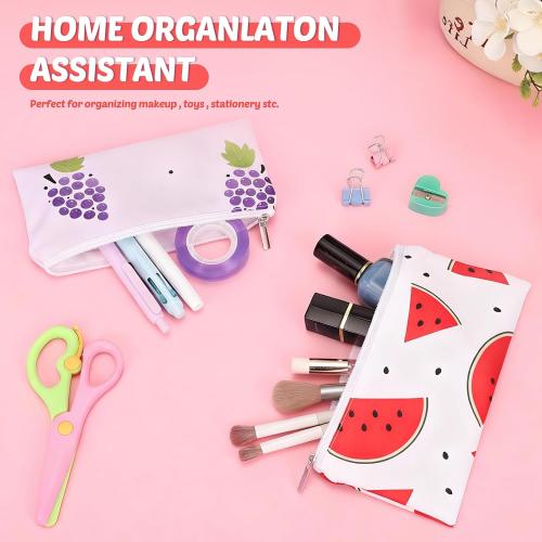 Chumia 6 Pack Reusable Snack Bags for Kids, Washable Sandwich & Food Storage Pouches, Dual-layer Silicone Lined Lunch Bags with Zipper for School & Travel(Fruit,6.9 x 3.7 Inches)