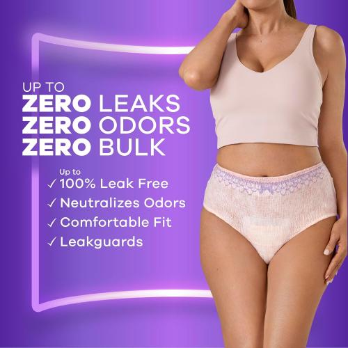 Always Discreet Adult Incontinence Underwear for Women and Postpartum Underwear, Large, Up to 100% Bladder Leak Protection, 38 Count