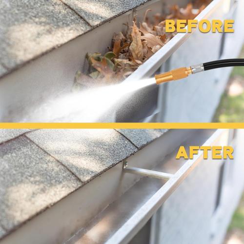 Telescoping Gutter Cleaning Wand 12 Foot Gutter Cleaner Tools from the Ground Telescoping Rain Gutter Cleaning Tool Aluminum Wand Garden Hose Attachment and Connection adapter (Long)