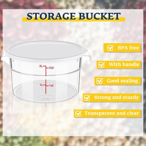 Ziliny 1 Pcs 2 Qt Dough Proofing Container with Lid and Red Scale, White