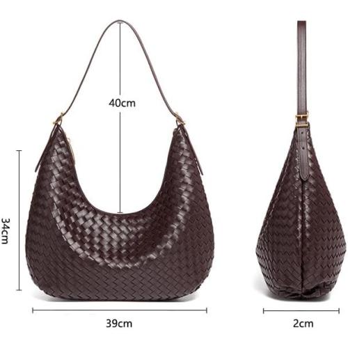 Women's Retro PU Leather Woven Handbag Underarm Bag HoboBags