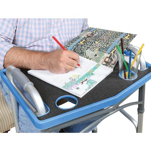 Support Plus Walker Tray Table - Mobility Table Tray for Walker, Non Slip Walker Tray Mat, Walker Accessories Mat, Cup Holder for Walker (21x16) - Royal Blue