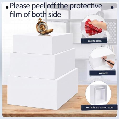 3 Pack Extra Large White Acrylic Buffet Risers 14” 13” 12” Cubes