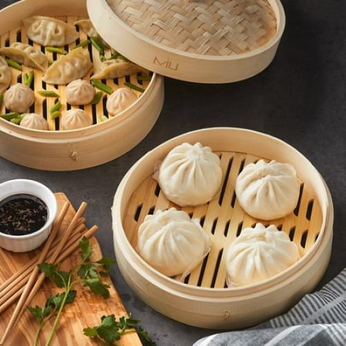 MIU 10” 2-Tier Bamboo Steamer Basket
