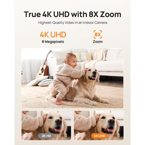Anona 4K UHD Indoor Camera, Pet/Dog/Baby Security Camera with Phone App, 360°Pan-Tilt, 5G/2.4G Dual-Band Wi-Fi 6, Auto-Tracking, Person/Pet/Baby Crying Detection, Privacy Mode, Two-Way Audio, 2 Pack
