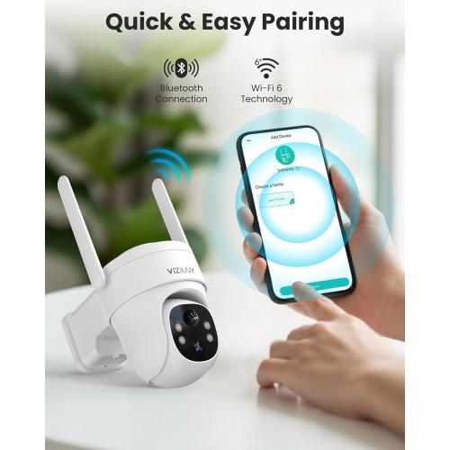 VIZIUUY 3MP Solar Security Cameras Wireless Outdoor, WiFi 6,360°PTZ Camera