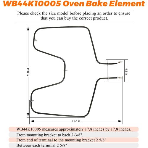 WB44K10005 WB44K10001 WB30X46987 Oven Bake Element Fit for GE Hotpoint Americana Oven Element RBS360DM4BB RB526h3WW RB757BH1WH RB787WH1WW RBS160DM4WW Replaces PS249238 AP2030964 PD00001066 by Blutoget