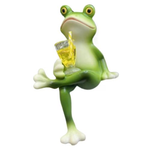 KRONDO Tipsy Frog Figurines Plant Hangers Decoration for Pots