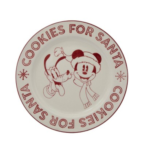 Disney 10 Mickey Mouse Cookie Santa 1 Dessert Plate Red/White