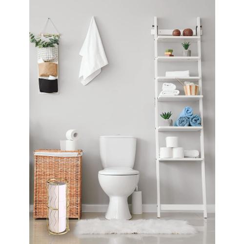 Decorative Metal Standing Toilet Tissue Holder for Bathroom/Powder Room, Compact Tissue Reserve for 3 Rolls of Toilet Paper Gold