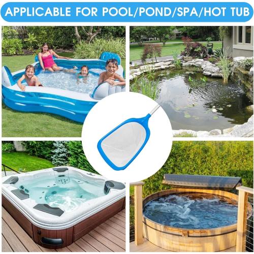 TidyMister Pool Skimmer Hot Tub Skimmer Spa Net with 12'' Aluminum Pole Ultra Fine Mesh Pool Net Accessories Leaf Skimmer for Small Pools Fine Debris