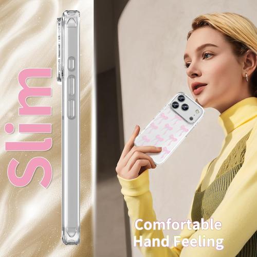 (clear pink) Case Compatible with iPhone 17 Pro 6.3 Inch with Screen Protector, Cute pink Clear Phone Cover for Women Girl｜Full Camera Protection｜Anti-Yellowing｜Shockproof & Anti-Scratch, Pink