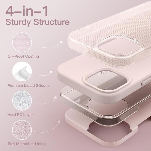 JETech Silicone Case for iPhone 15 Pro, Light Pink