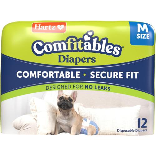 Hartz Comfitables Disposable Dog Diapers, Size Small (not medium) 12 Count, Comfortable & Secure Fit, Easy to Put On, Super Absorbent Male and Female Diaper