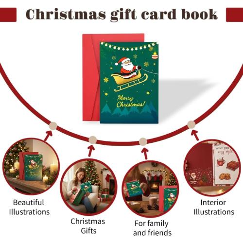3Pc Christmas Gift Card Book for Adults,Card Gift Book with Envelopes Gifts