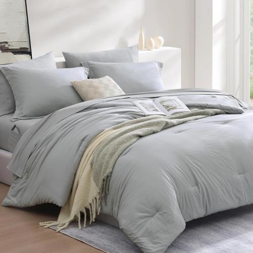 King Size Comforter Set- 7 Pieces Prewashed Bed in a Bag King Bedding Sets