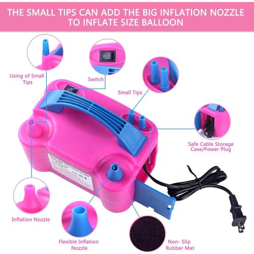 QIPUMP Balloon Pump Electric,110V 600W Balloon Blower Inflator Dual Nozzle Air Pump Balloons Inflator for Decoration, Party, Sport,Gifts:2 Balloon Tying Tools