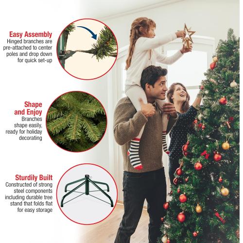National Tree Company 7.00ft Unlit North Valley Spruce Artificial Christmas Tree, 1,346 Tips, Includes Stand, Green