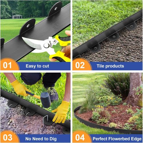 Jorvila No Dig Landscape Edging Kit, 1.5 x 100' Plastic Garden Edging